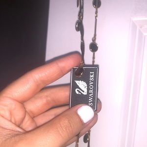 Swarovski Gold Necklace with Black Gems